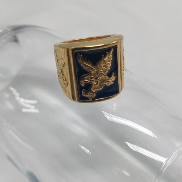 Gold Plated 316L stainless steel men`s eagle ring.