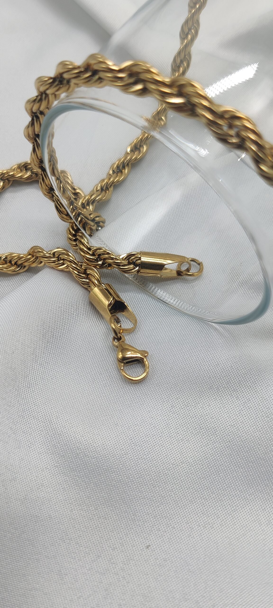 Stainless steel Gold plated Rope chain 24"x8mm - Image 3