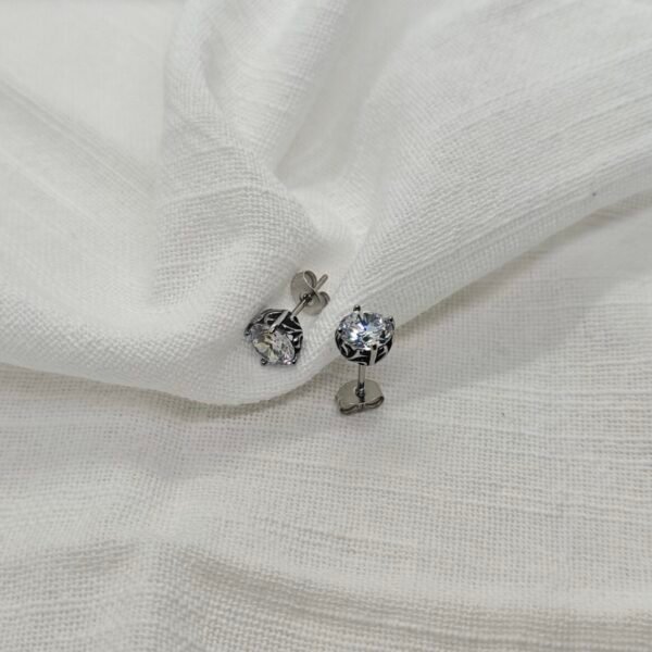 Stainless Steel Clear Gemstone Stud Earrings for Women