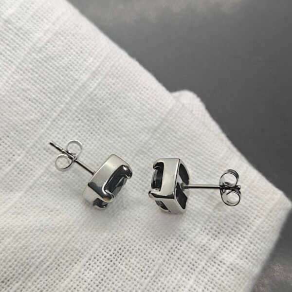 Alternative view of Black Stainless Steel Stud Earrings for Women | Hypoallergenic