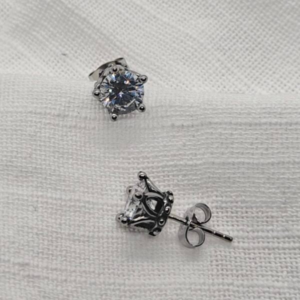 Alternative view of Royal Crown Stainless Steel Stud Earrings
