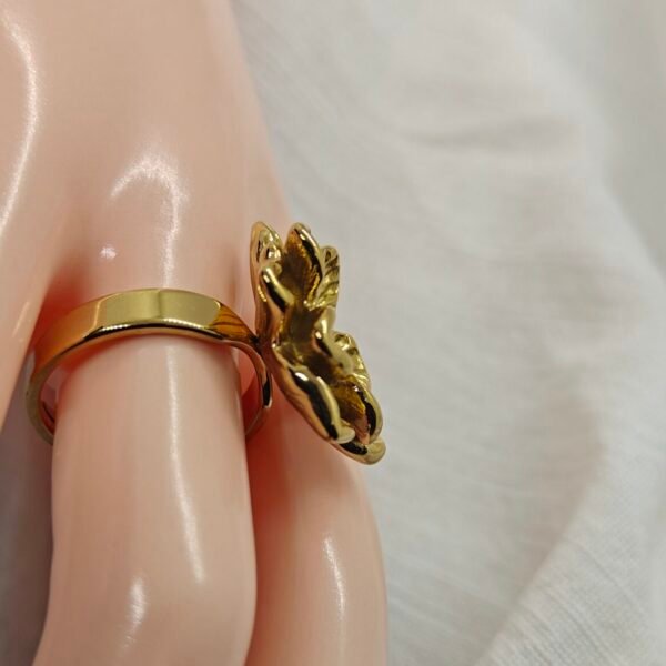 Alternative view of Stainless steel gold-plated Magnolia petals female ring