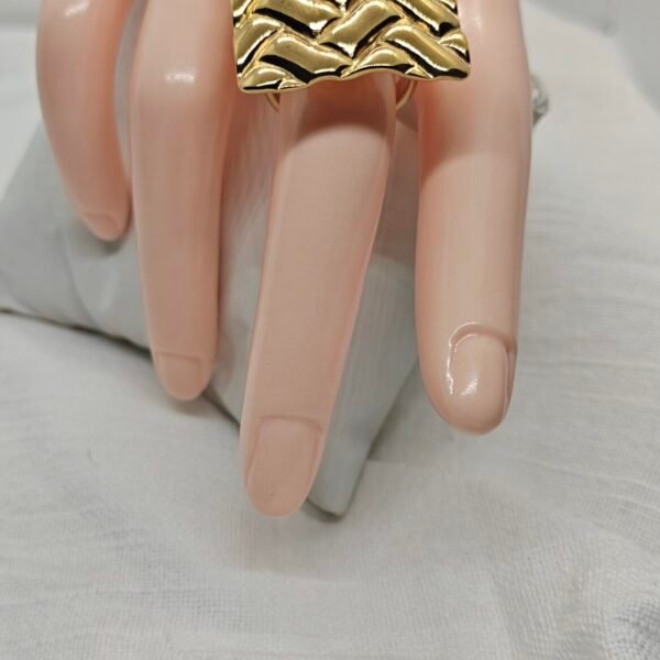 Size 8 Woven Wave Gold Plated Stainless Steel Ring by Herdise