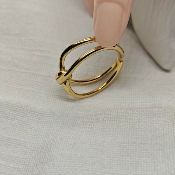 Alternative view of Minimalist Knot Stainless Steel Gold Plated Ring