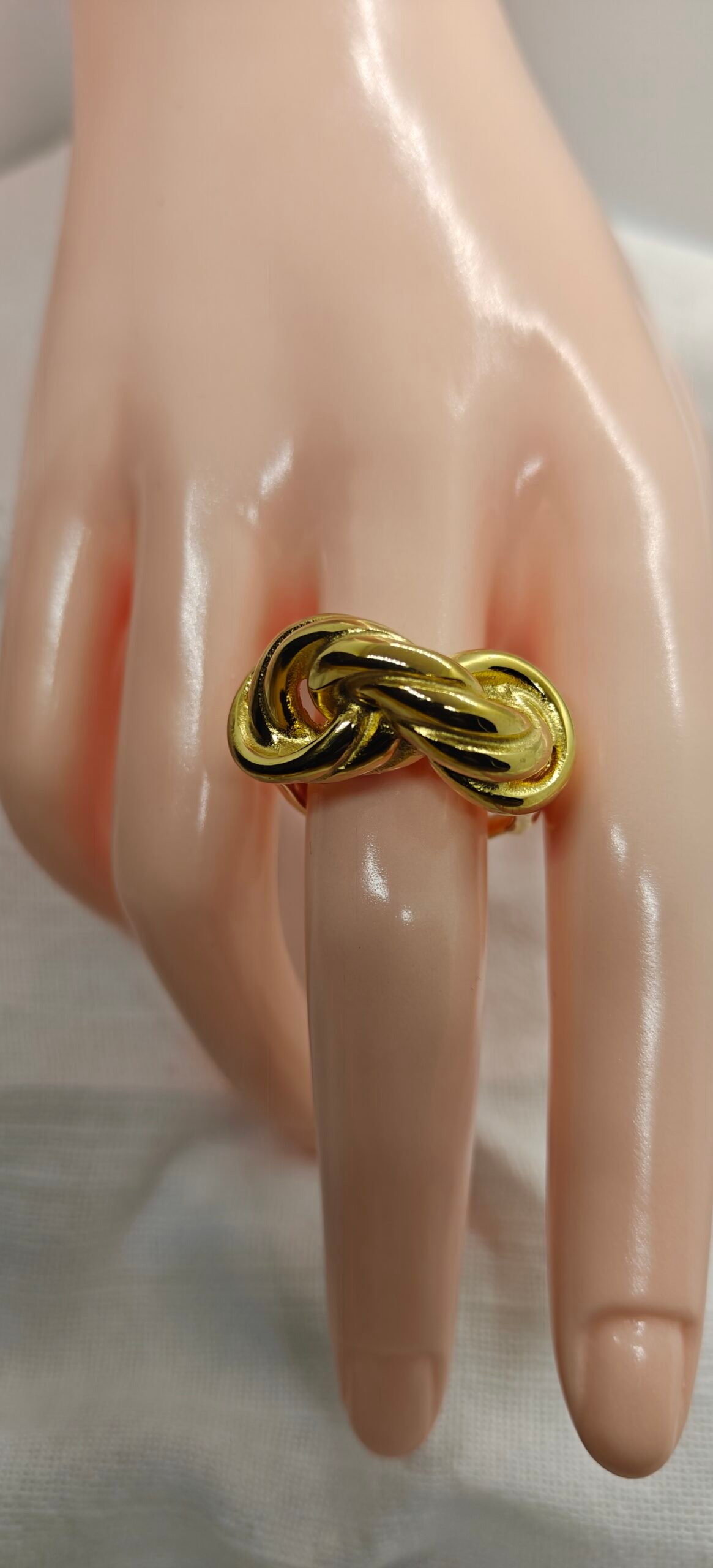Size 9 gold-plated stainless steel knot ring.