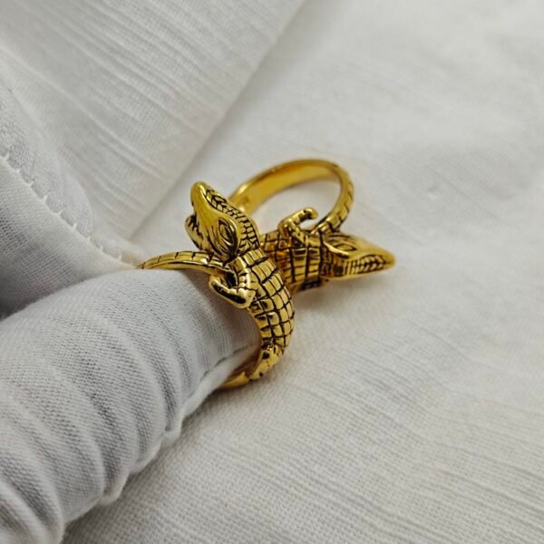 gold plated alligator ring stainless steel