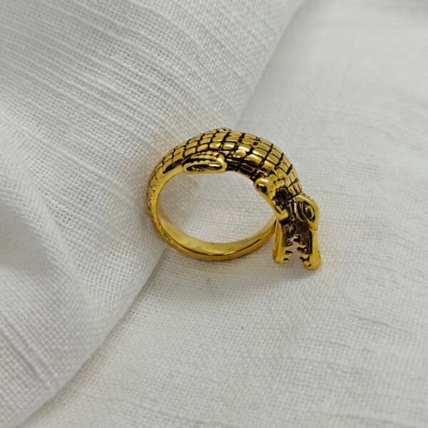 gold plated alligator ring stainless steel