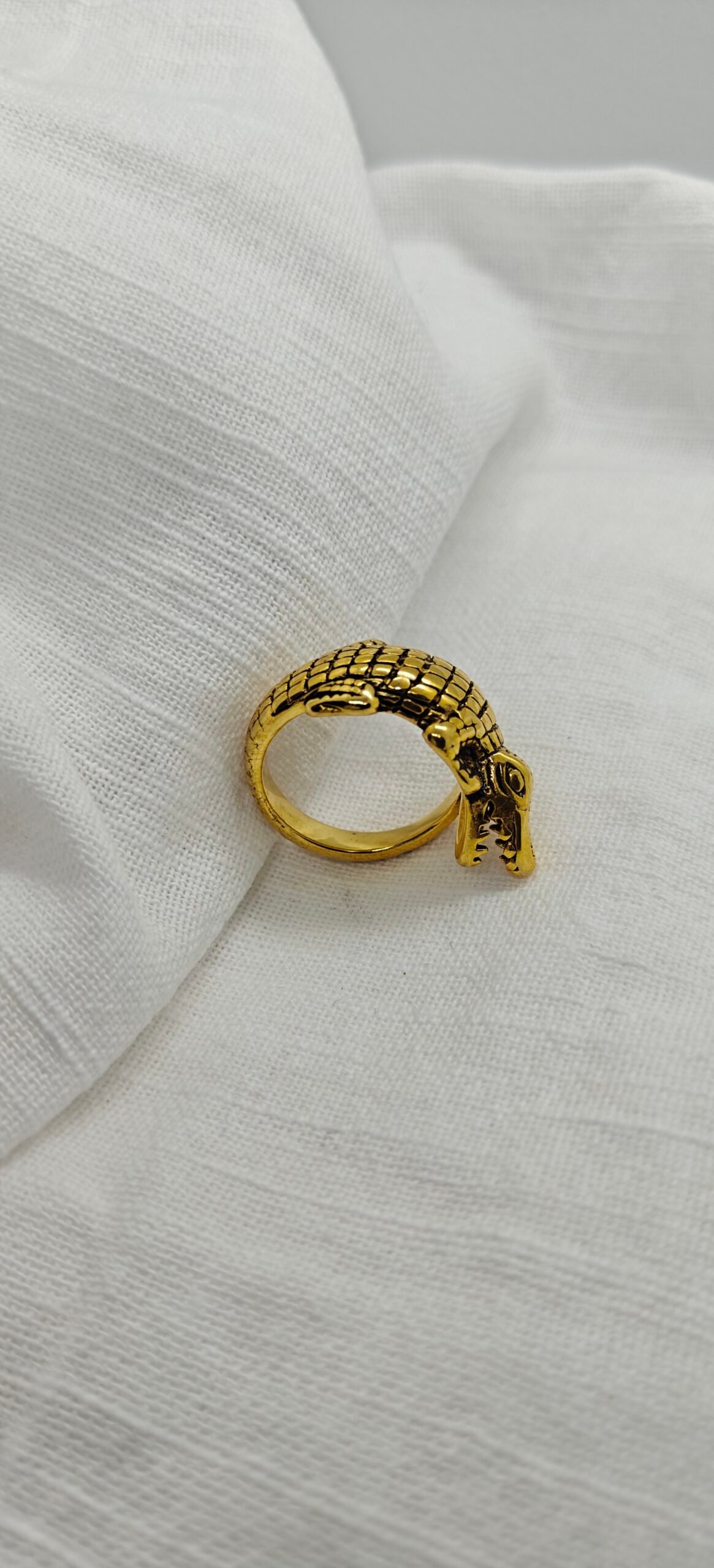 gold plated alligator ring stainless steel
