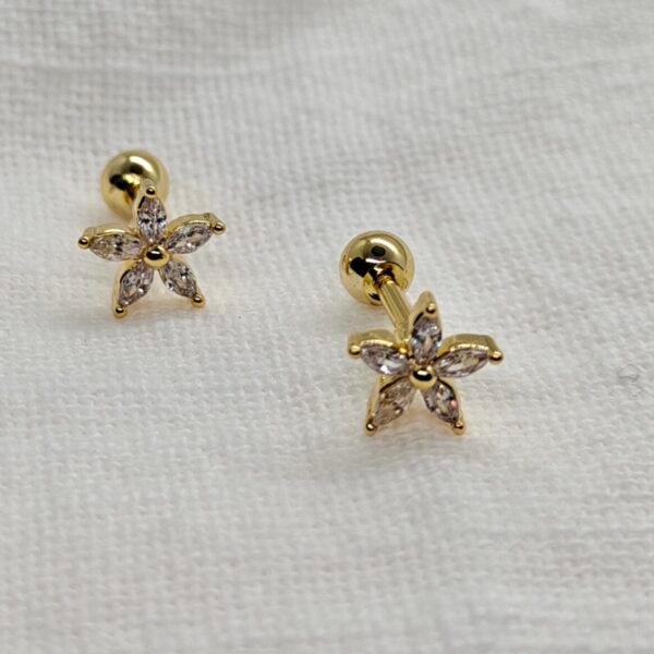 Alternative view of Sparkling Gold-Plated Stainless Steel Star Screw Back Earring