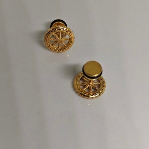 Alternative view of Golden Compass Wheel Screw back Stud earrings
