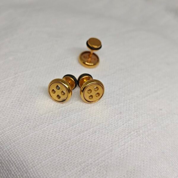 Alternative view of Gold Plated Stainless Steel Screw Back Button Earrings