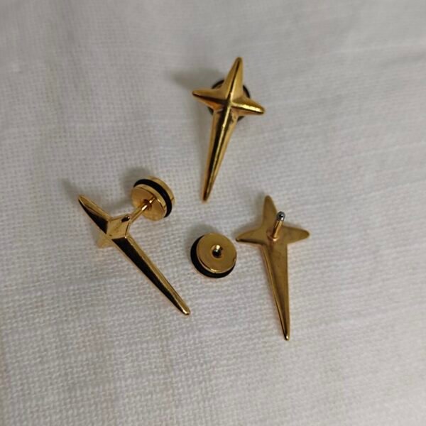 Stainless Steel/Gold-Plated Spike Earrings (Screw-Back)