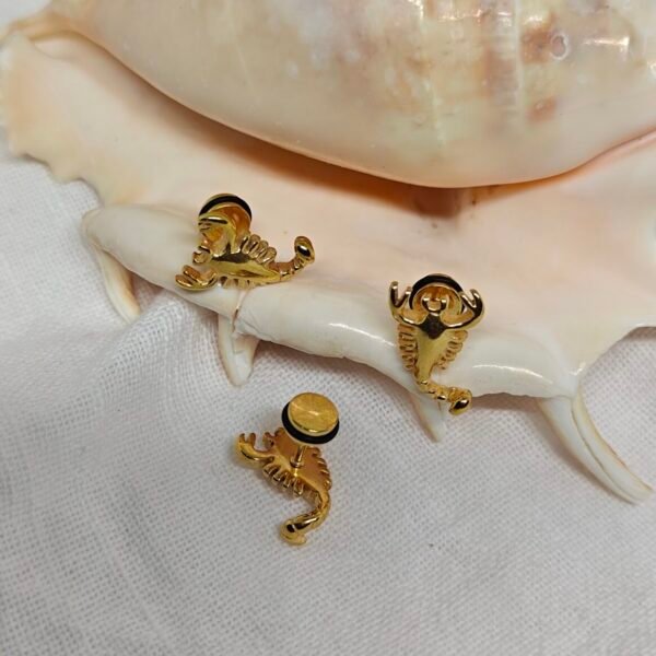 Alternative view of Gold Plated Scorpion Stud Earrings – Stainless Steel, Bold & Stylish