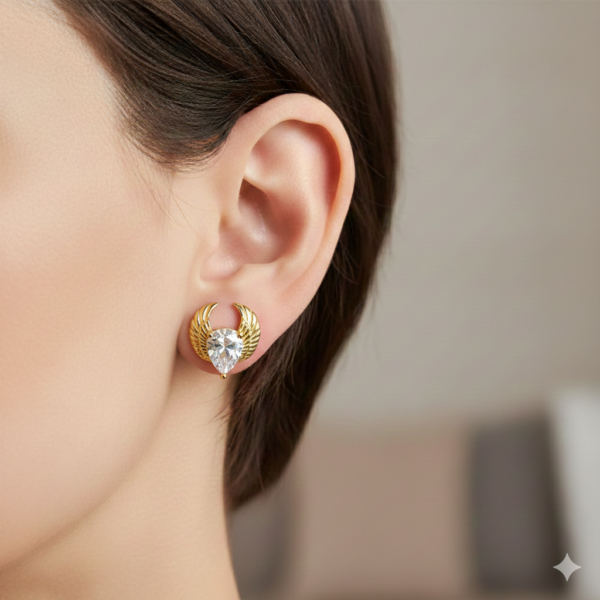 winged heart screw back earrings