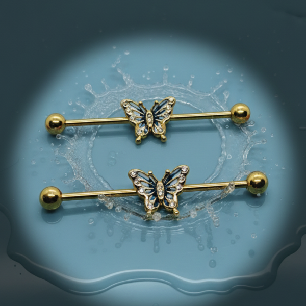 gold butterfly industrial barbell