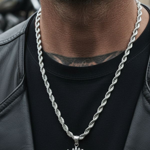 “Wolf head stainless steel pendant necklace with 24