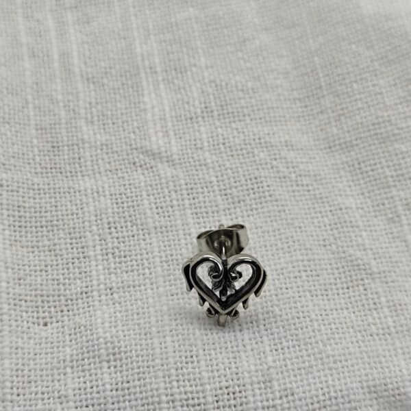 Alternative view of Stainless Steel Drip Heart Stud Earrings – Gothic Style