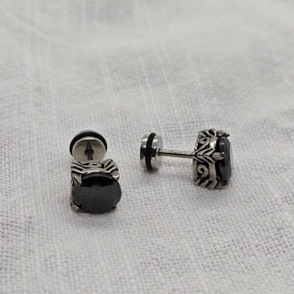 black stainless steel stud earrings
