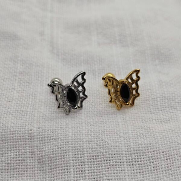 Alternative view of Butterfly Stainless Steel Stud Earrings – Silver & Gold Options