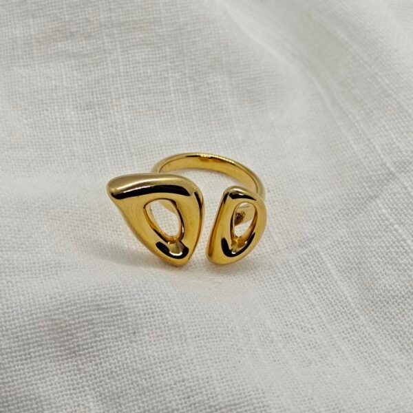 Size 8 abstract gold stainless steel ring modern open shape
