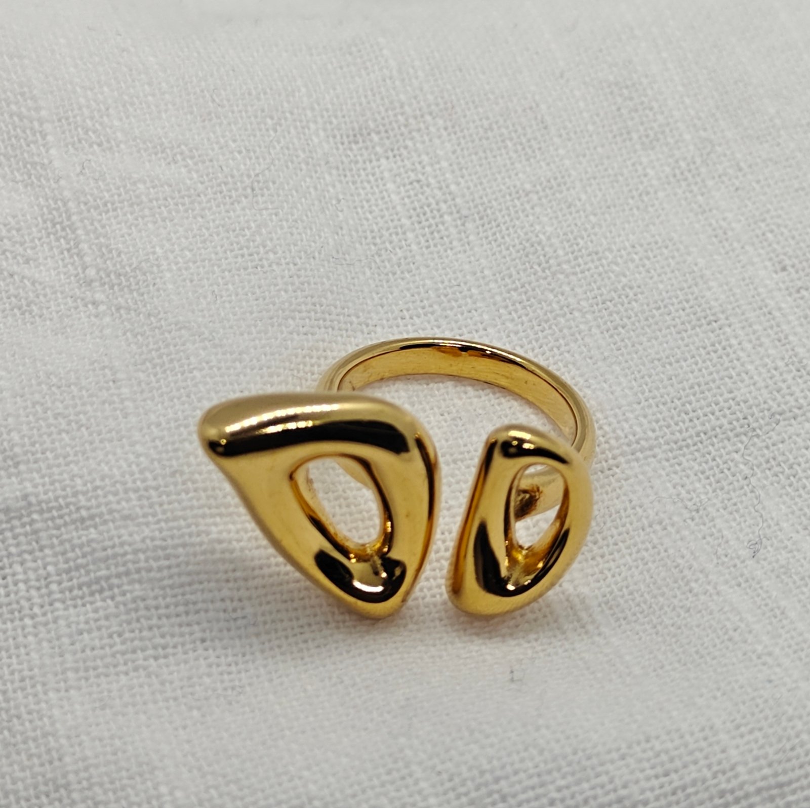 Abstract Open-Shape Gold Stainless Steel Ring - Image 3