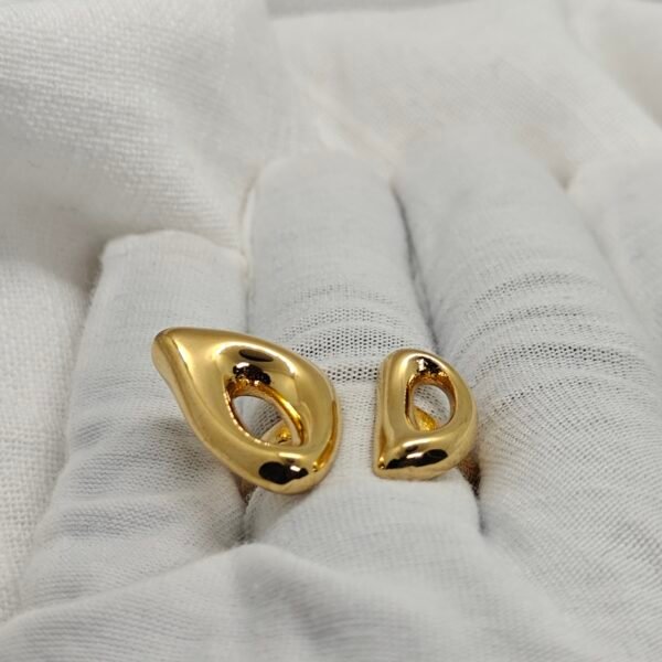 Size 10 abstract gold stainless steel ring modern open shape