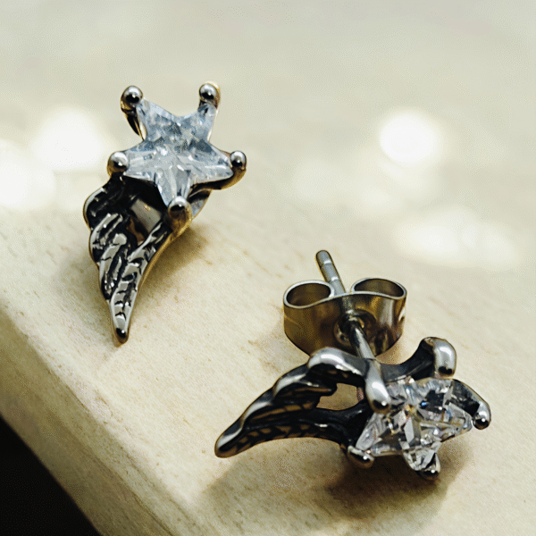 Star Wing Stainless Steel Screw back Earrings