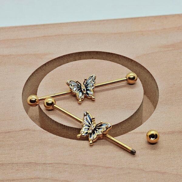 gold butterfly industrial barbell