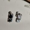 black and clear stone stainless steel earrings