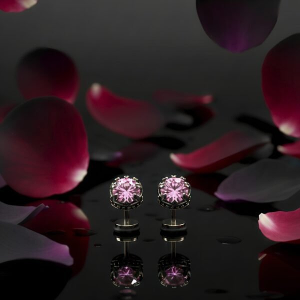 pink crystal stainless steel stud earrings