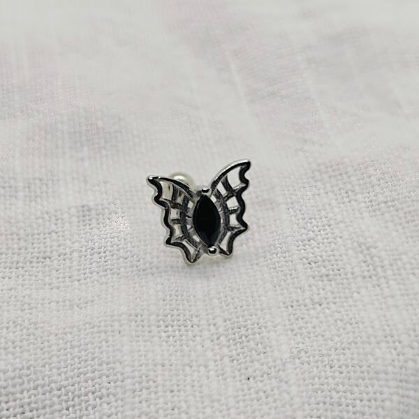 Cute butterfly studs with a black center stone stainlesssteel.