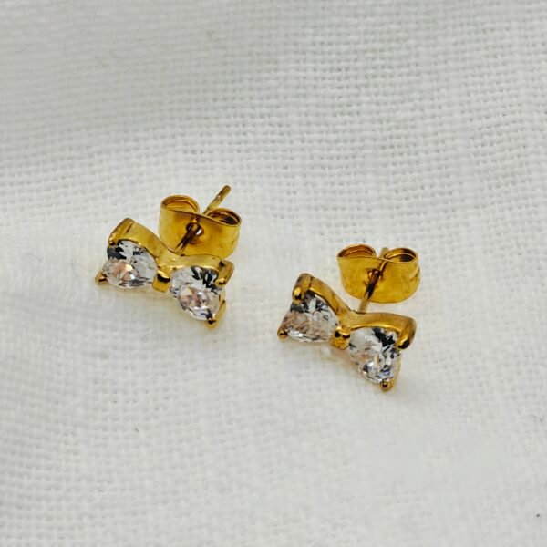 gold bow stud earrings