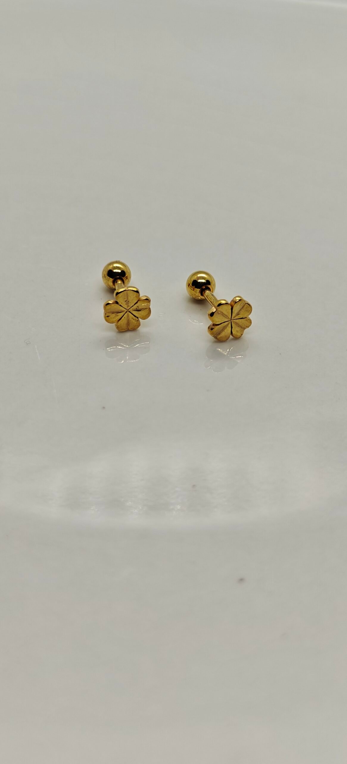 Gold Flower Screw-Back Earrings - Image 2