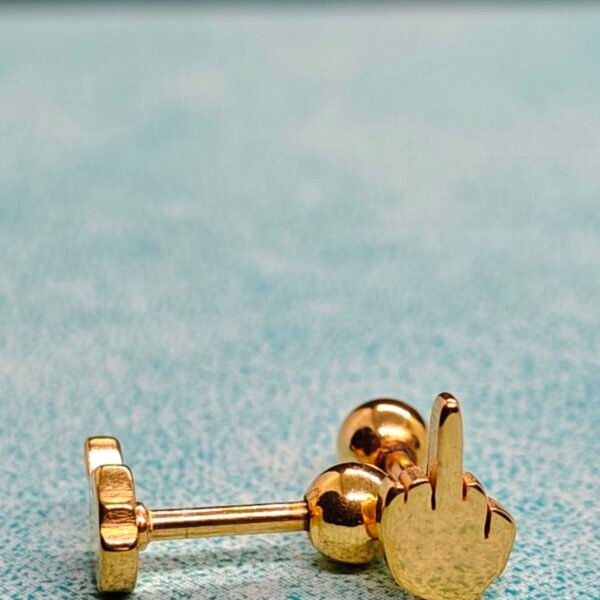 Alternative view of Gold Middle finger Screwback Stud Earrings