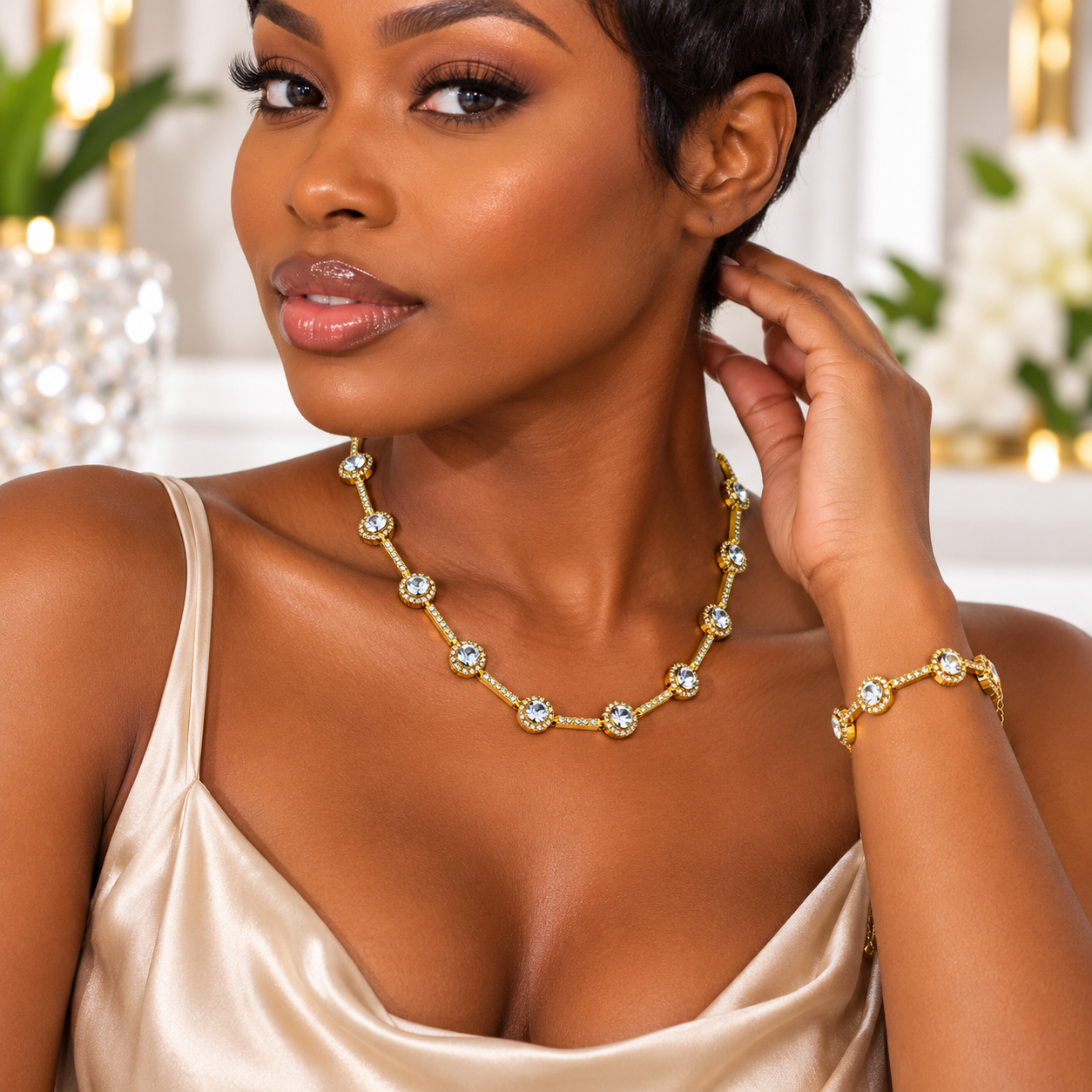 Crystal Station Necklace & Bracelet Set - Image 4